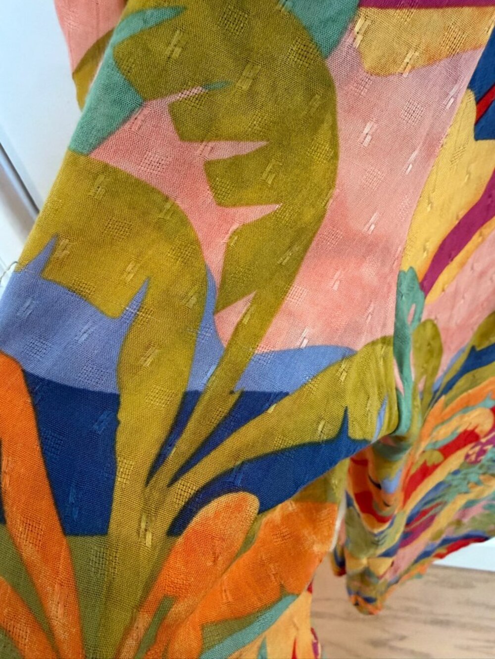 Christian Siriano Tropical Print Wide-Leg Pants, Size L - Picture 2 of 4